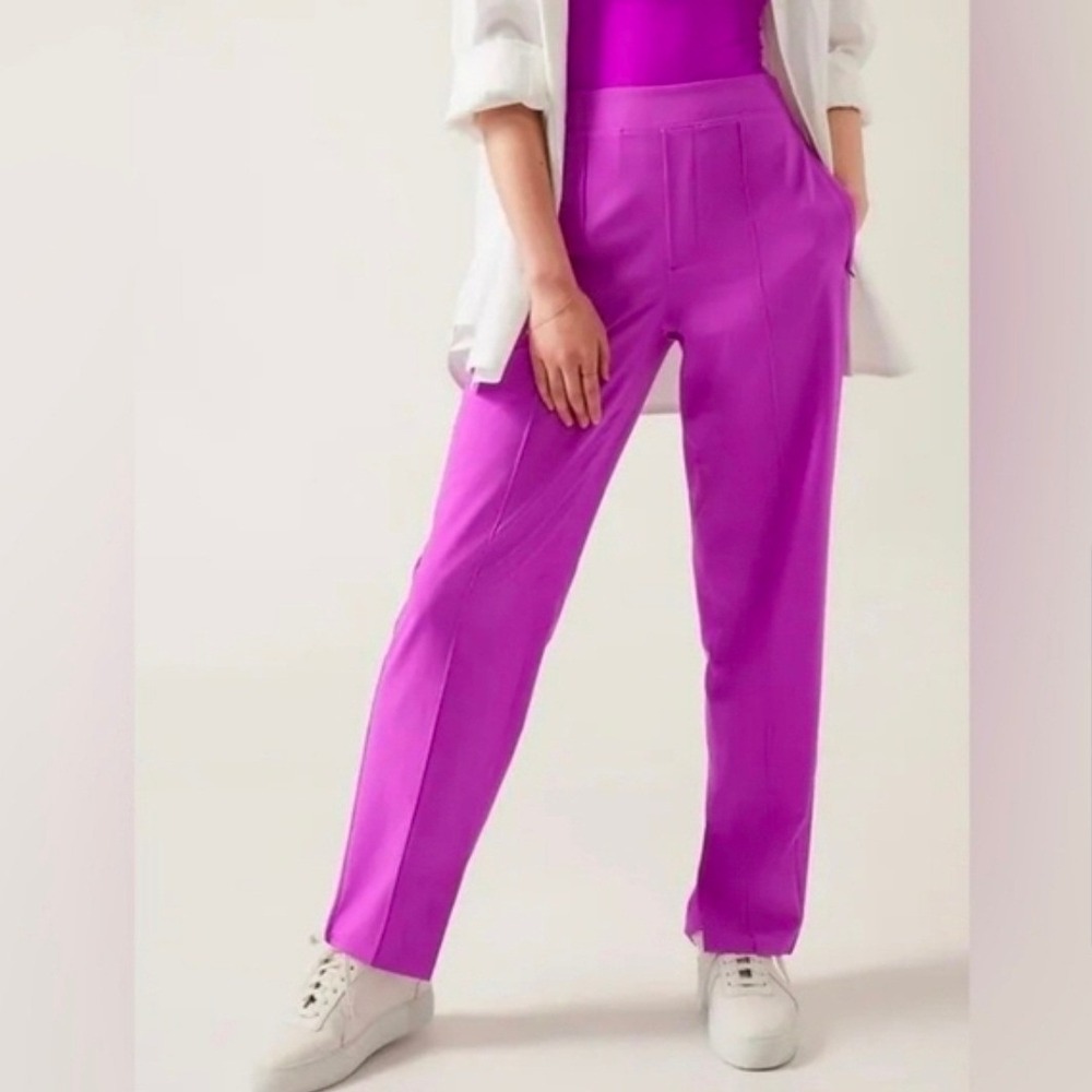 Athleta Vienna Slim Pants Women 12P Purple Stretch Travel athleisure lightweight